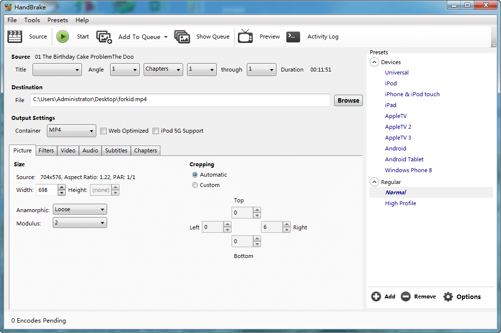 handbrake mp4